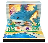 3D Calendar 2026, 3D Memo Pad Art Sticky Notes, Time Piece Cute Shark Calendar 2026, Creative Weekly Notepad with Light, Paper Carving Art Desktop Gift for Christmas Birthday Anniversaries