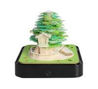 3D Calendar 2026 -Desk Calendar With Lights,3D Memo Pad Paper Art Tree House Creative 3D Notepad Paper Carving Desktop Decoration Gift