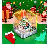 3D Calendar 2026, Desk Time Piece Calendar 2026, 3D Christmas Tree Sculpture Tear Away Calendars with LED Lights, Paper Carving Art Memo Pad Notepad Gift Christmas Day Home Desktop Decoration (Silver)
