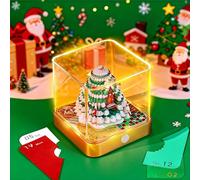 3D Calendar 2026, Desk Time Piece Calendar 2026, 3D Christmas Tree Sculpture Tear Away Calendars with LED Lights, Paper Carving Art Memo Pad Notepad Gift Christmas Day Home Desktop Decoration (Gold)
