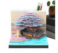 3D Calendar 2026 - Flower Tree House Artistic Notepad, Removable Notepad, Desk Sculpture Decoration, Paper Carving Part Model With LED Light, 2026 Calendar
