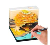 3D Calendar 2026 - Flower Tree House Artistic Notepad, Removable Notepad, Desk Sculpture Decoration, Paper Carving Part Model With LED Light, 2026 Calendar