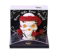 3D Calendar 2026 Memo Pad with LED Light, Time Piece Tear-Away Art Desk Calendar, Creative Tree House Paper Sculpture DIY Decoration for Office, Home, and Gift Ideas (Skull-Black)