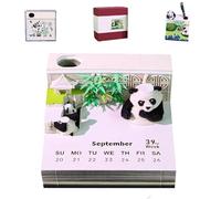 3D Calendar 2026 - Panda, 2026 Tear Off Time Piece Desk Calendar, 3D Panda Memo Pad Paper Sculpture Time Piece Calendar, Creative Pandas Bamboo Garden DIY Desktop Decoration