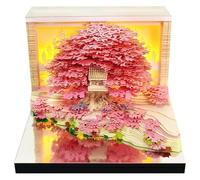 3D Calendar 2026 Unique Paper Sculpture Calendar For Desk Decor Paper Sculpture Tree House With Lights Design(C)