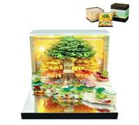 3D Calendar 2027,Time Piece Calendar 2027 Tear-off Art Paper Sculpture,Weekly Calender Tree House Memo Pad with Light for School/Office/Home, Green