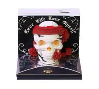 3D Calendar Halloween Skull, 2026 Time Piece Weekly Calendar, Halloween 3D Memo Pad Tear Away C-alendar, Paper Art Carving Notepad with Light for Holiday Desktop Decor