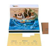 3D Calendar - Intricate Pirate Ship Tear-Away Paper Design, Daily Page Removal Reveals Detailed Vessel Construction, High-Quality Cardstock With Pre-Perforated Sheets | Creative Ornament For 2026 Desk