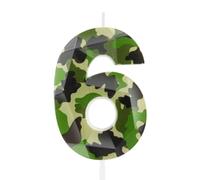3D Camo 6th Birthday Candles Number 6 Candle Army Themed Birthday Topper Cake Decorations for Boys Hunting Party Camouflage