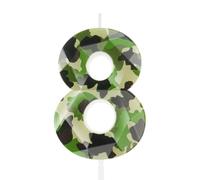 3D Camo 8th Birthday Candles Number 8 Candle Army Themed Birthday Topper Cake Decorations for Boys Hunting Party Camouflage