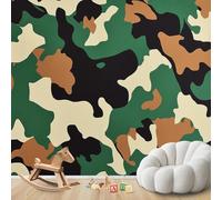 3D Camouflage Bedroom Photo Wallpaper Camouflage Pattern Non-Woven Army Green Living Room Pattern Military Abstract Wall Decoration Children's Room Wallpaper,400cmx280cm Wall Sticker - Background Wall