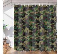 3D Camouflage Shower Curtain Green Camouflage Shower Curtains Mould Proof Resistant Waterproof Polyester Fabric Bathroom Curtains 120 x 200 cm Bath Curtain for Wet Rooms A-1164