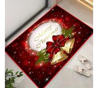 3D Campana d'oro di Natale Tappetino antiscivolo Tappeto d'ingresso per porta d'ingresso Soggiorno Camera da letto Bagno Tappetino per i piedi Decorazioni-40x60cm