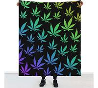 3D Cannabis Leaf Blanket Throw, Plant Fleece Blanket Multicoloured Decorations Flannel Blankets for Bed Couch and Sofa Soft Fluffy Print Blanket 100x130 cm, for Outdoor Travel, Bedroom living Room