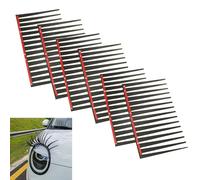 3D Car Headlight Eyelashes Decals - Bold Black Design, 3PCS Universal Fit, Easy Peel & Stick Styling Accessories (17cm Length)