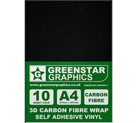 3D Carbon Fibre WRAP - A4 Self Adhesive Vinyl Wrap - 10 Sheet Packs - for Silhouette Cameo/Curio/Portrait, Cricut & Brother Scan N Cut 12” Hobby Craft Cutters GREENSTAR GRAPHICS ® (A4 Carbon Fiber)