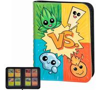 3D Card Binder for Pokemon - Stunning 3D Raised Pk Types Design in PU Leather with Zipper - Includes 4 Pocket Pages for 160 Cards. Great Sleeve Album/TCG Holder/Trading Card Collection Book Gift.