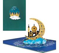 3D Card for Muslims, Pop-up Gold Moon Card, Greeting Card for Eid, Muslim Birthday Cards, Islamic Architecture Cards