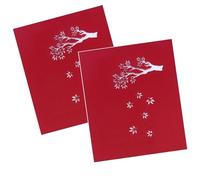 3D Cards Pop Up Greeting Holiday Cards Gifts for Xmas/New Year/Birthday Card, Tree Card, Nature Card Mum Card (2PCS-Red maple leaf)