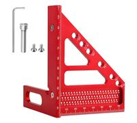 3D Carpenter Square, High Precision Speed Square 22.5-90 Degree Angle Measurement Tool Set Square with 6 Different Drill Holes and Positioning Aid for Engineers Wood Working, Red