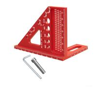 3D Carpenter Square Ruler Made from Alloy for Woodworking, Engineering, and DIY with Multi-Angle Precision Measurement (Red)