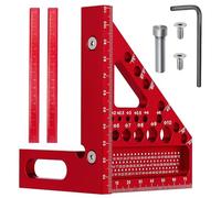 3D Carpenter Square Woodworking Tool, 110mm Aluminium Alloy Set Square with 2 Pencils, 22.5-90° Speed Square Angle Measuring Ruler, Precision Woodworking Accessories for Carpenters Engineers DIY (Red)