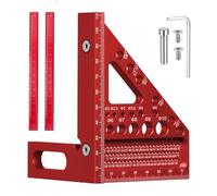 3D Carpenters Square, 22.5-90 Degree Multi Angle Woodworking Square Protractor, Aluminum Alloy Triangle Ruler High Precision Woodworking Measuring Tool for Engineer (Red)