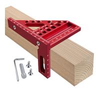 3D Carpenters Square, 3d Multi-purpose Carpenter's Triangle Square, 2.5-90° Aluminium Alloy Multi-Angle Speed Square Protractor with 11 Drill Holes (Red-B)