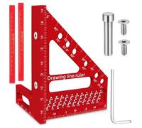 3D Carpenters Square Tools, 22.5-90°3D Multi Angle Measuring Ruler, Aluminum Alloy Combination Inch Triangular Ruler, Precision Engineers Square Rulers with 11 Drill Hole & 2 Woodwork Pens