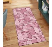 3D Carpet Runner for Bedroom, Non Slip Pink 90x300CM Home Decor Non Slip Washable Runners for Corridor Hallway