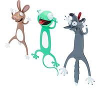 3D Cartoon Animal Bookmark Wacky Palz 3 Pieces PVC Squashed Animals Stationery for Reading Presents, Party Favors