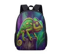 3D Cartoon Chameleon Waterproof School Backpack 17 Inch Vibrant Jungle Print Travel Rucksack for Kids Primary Secondary Students (03)