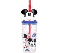 3D Cartoon Character Kids Figurine Re-Usable Plastic Tumbler Beaker with Re-Usable Flexi Straw - 360ml (Mickey Mouse)