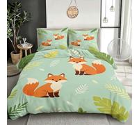 3D Cartoon Fox Print Super King Duvet Cover Set Brushed Microfibre