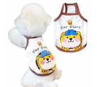 3D Cartoon Pet Tank Top, Dog Cat Tank Top with Burger Dog/Tiger Design, Cute Apparel for Small Dogs Like Bichon, Poodle, Breathable Summer Outfit (X-Large, Tiger)