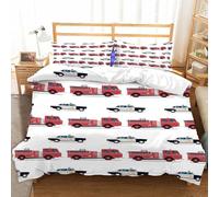 3D Cartoon Police Vehicle Duvet Cover Soft Microfiber Fire Brigade Rescue Bedding Set with Zipper Closure Quilt Cover for Adults Teenager 3 Piece (200x200, Double)
