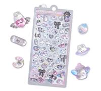 3D Cartoon Puffy Stickers Cute Black and White Bows Theme and Rabbit Stickers Tiny Kawaii Reusable Jelly Patch for Planner Notebook Scrapbook Phone Case Decoration Calendar Marking