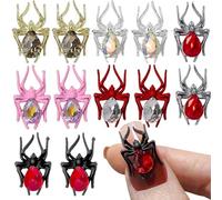 3D Cartoon Spider Nail Charms Y2k Halloween Nail Art Charms Colorful Nail Rhinestones Spider Charms for Nails Design Goth Nail Charm Halloween Spiders Nails Charms Nail Jewels for Nail Art Supplies