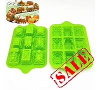 3D Cartoon Train Mould Liners | Locomotive Baking Mold Tray | Special Cute Non-Stick Muffin Tin for Kids Birthday Party/Chocolate Soap, Food-Grade Silicone, Extra Thick, 39 x 24 x 5 cm, 9 Cavity