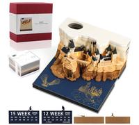 3D Castle Notepad Calendar, 2026 Desk Calendar Memo Pad with Led Lights, 3D Calendar 2026 DIY Paper Carving Art Memo Pad Paper Carving Art for Home Office Desktop Decoration Gift