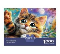 3D Cat 1000 Piece Sturdy Paper Kitten Close-up Puzzle for Family Groups Brain Training Mindfulness Activity Stocking Filler Anniversary 70x50cm/1000pcs