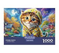 3D Cat (4)_1 1000 Piece Kitten Cozy Hoodie Vibrant Artplastic Jigsaw Puzzle Digital Detox Premium Precision Cut Stress Relief Mindfulness Relaxing 70x50cm/1000pcs