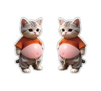 3D Cat Belly Stickers - Funny Reusable Stickers with Sponge, Cute Laptop Decor | Funny Sticker for Kids and Friends, Planner for I