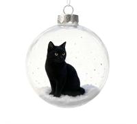 3D Cat Christmas Ornament 2025, Shatterproof Acrylic Cat Decoration with Glitter & Golden Stars, Cute Cats Figurine Hanging Ornament Home Decor for Christmas Tree Gift (Black)