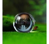 3D Cat Crystal Ball Glass Cat Lovers Gifts for Women 60mm Glass Laser Engraved Cats with Moon Paperweight Crystal Cat Gift for Girls Cat Ornaments for Cat Lovers