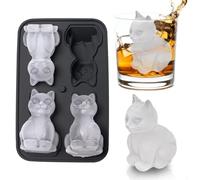 3D Cat Ice Cube Mold, Admaison Ice Cube Tray with Funnel with Funnel for Cocktails, Bourbon,Brandy, Whiskey Gifts for Men, Silicone Fun Shapes Black Cute (CAT)