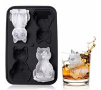 3D Cat Ice Cube Mold, Silicone Large Ice Ball Tray for Whiskey Bourbon Cocktails, Funny Giant Cube Freezer Tray for Gift Cat Lovers Women Men