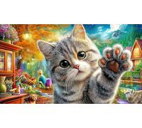 3D-cat Jigsaw Puzzles for Adults: 1000-Piece Recycled Cardboard - Decoration 75x50cm/1000pcs