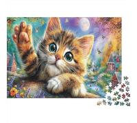 3D Cat Puzzle for Adults & Kids: Kitten with Heart-shaped Paws 1000Pc Educational Games for Wall Decor 38x26cm/1000pcs