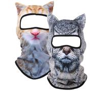3D Cat Ski Balaclava Sheisty Face Mask with Ears Cute Animal Ski Mask for Music Festivals Raves Party Outdoor Activities 2p Orange and Black
